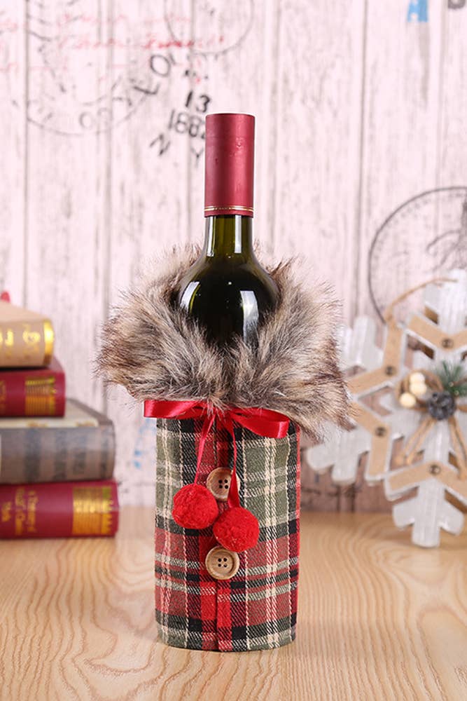 Christmas Burlap Bow Wine Bag