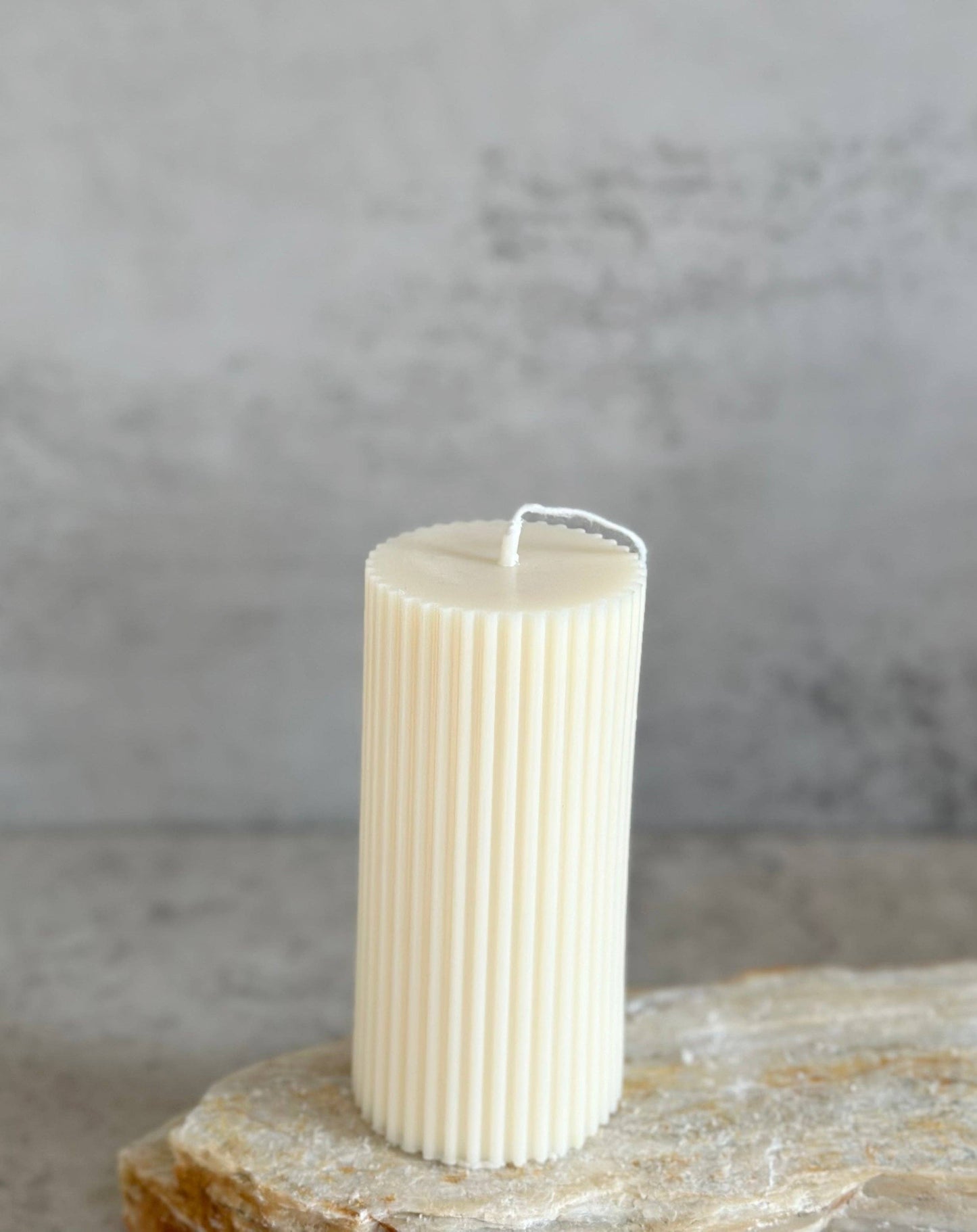 Ribbed Pillar Candle: 4 Inches   - Clearance