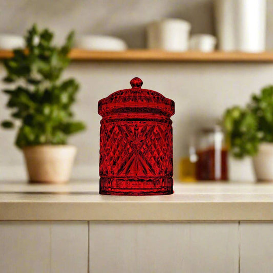 Dublin Red Crystal Kitchen Canister - Cookie Jar - Storage