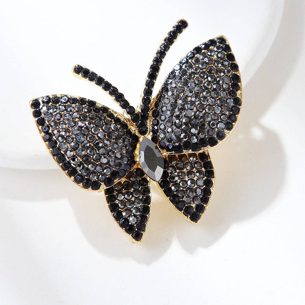 Rhinestone Butterfly Insect Brooch Pin