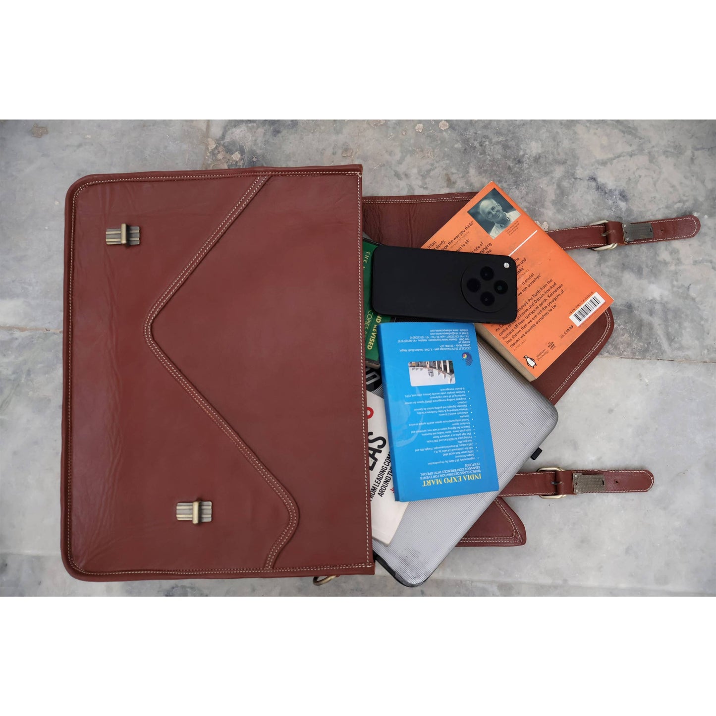 Goat Leather Satchel Messenger Bag Vintage Laptop Bag