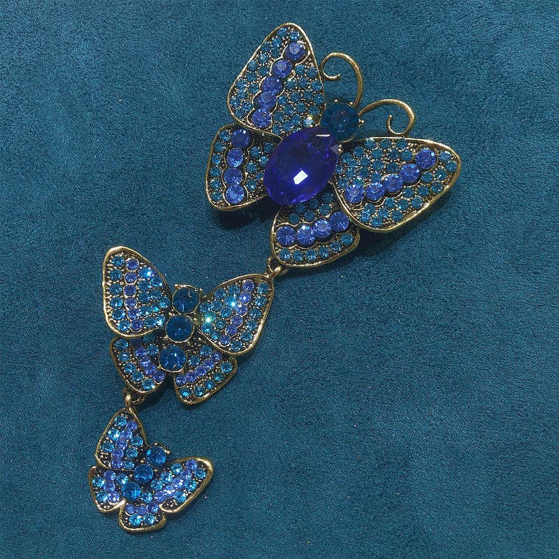 Butterfly Chain Rhinestone Pin PA3914