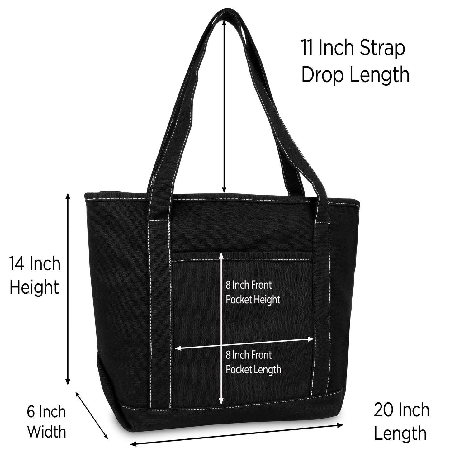 Dalix 20" Solid Color Cotton Canvas Shopping Tote Bag