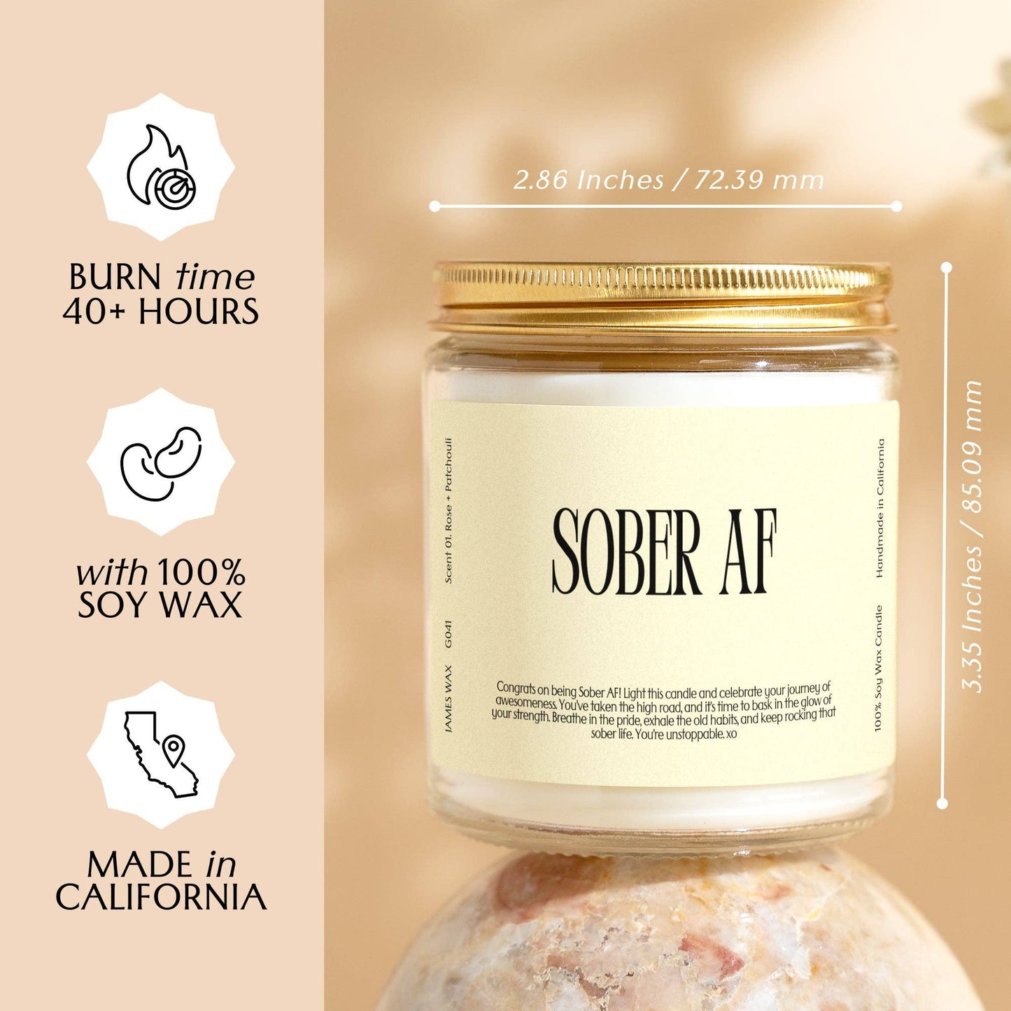 Sobriety Sober AF Candle Mimosa + Pineapple Scent