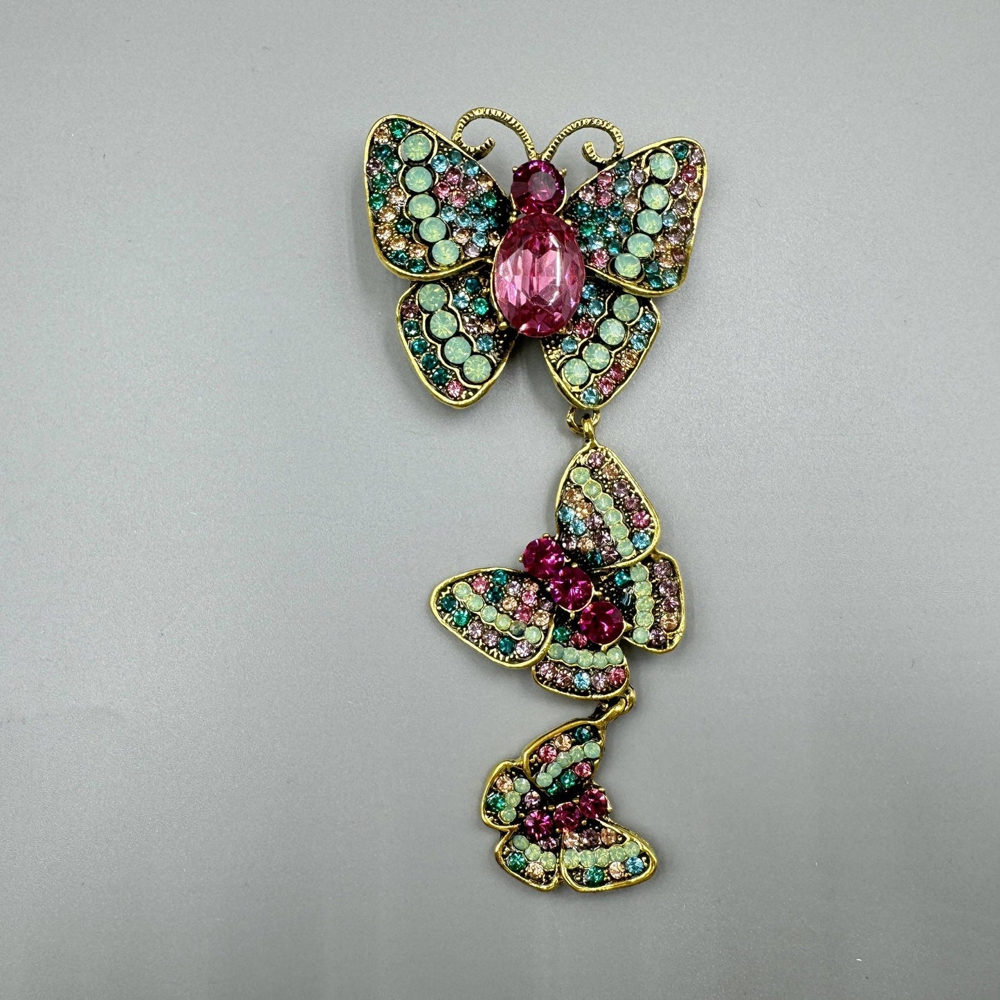 Butterfly Chain Rhinestone Pin PA3914