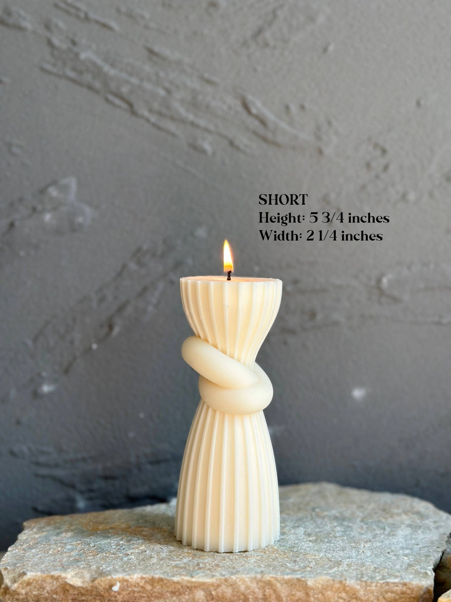 Undyed Knot Striped Candle: Oakmoss and Amber / Short   - Clearance