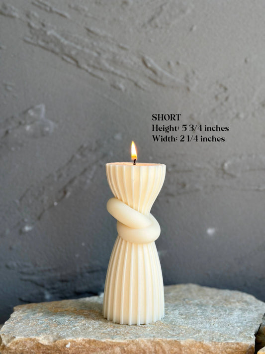 Undyed Knot Striped Candle: Oakmoss and Amber / Short