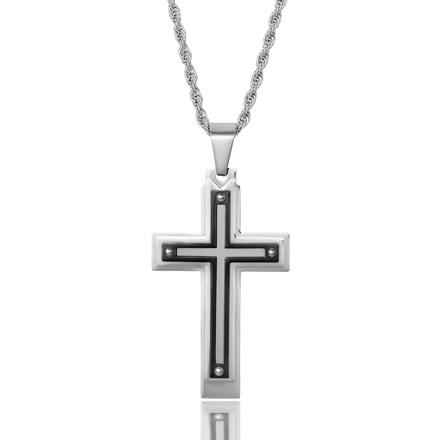 Invicta Jewelry Multi Layer Two Tone Cross Necklace - 24"