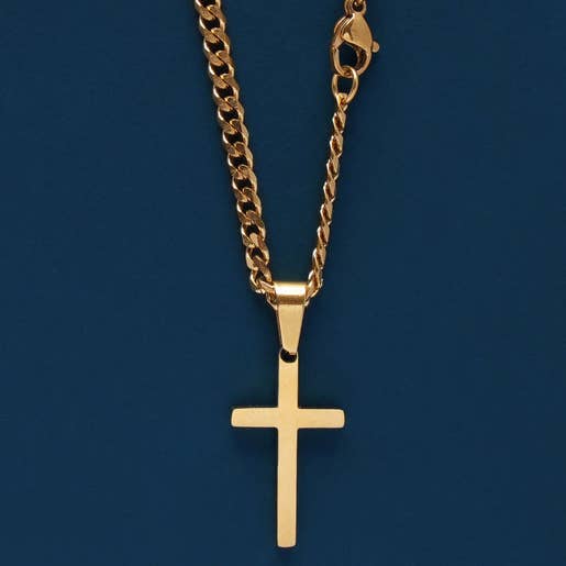 Gold Cross On Cuban Chain 20"