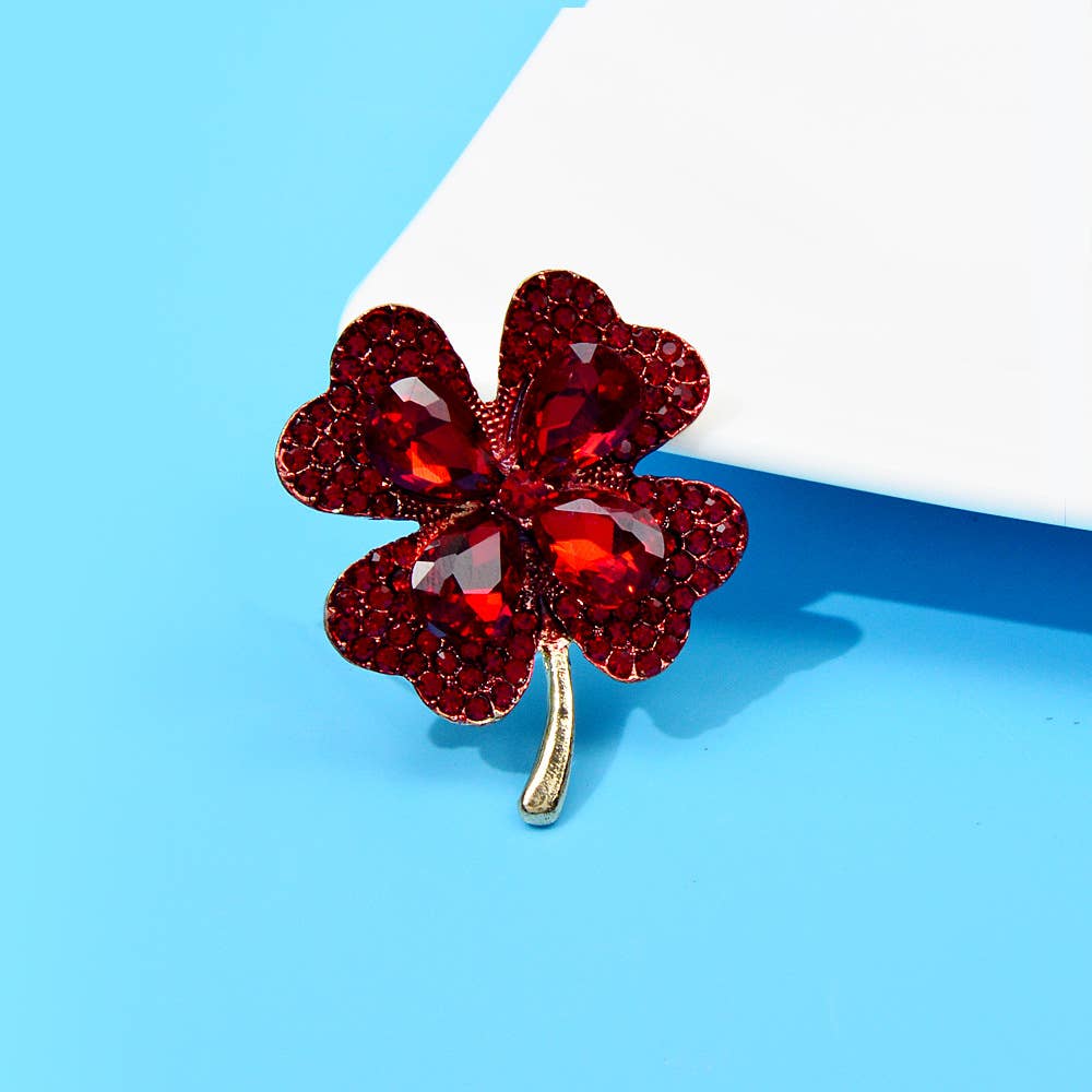 Clover Rhinestone Pin