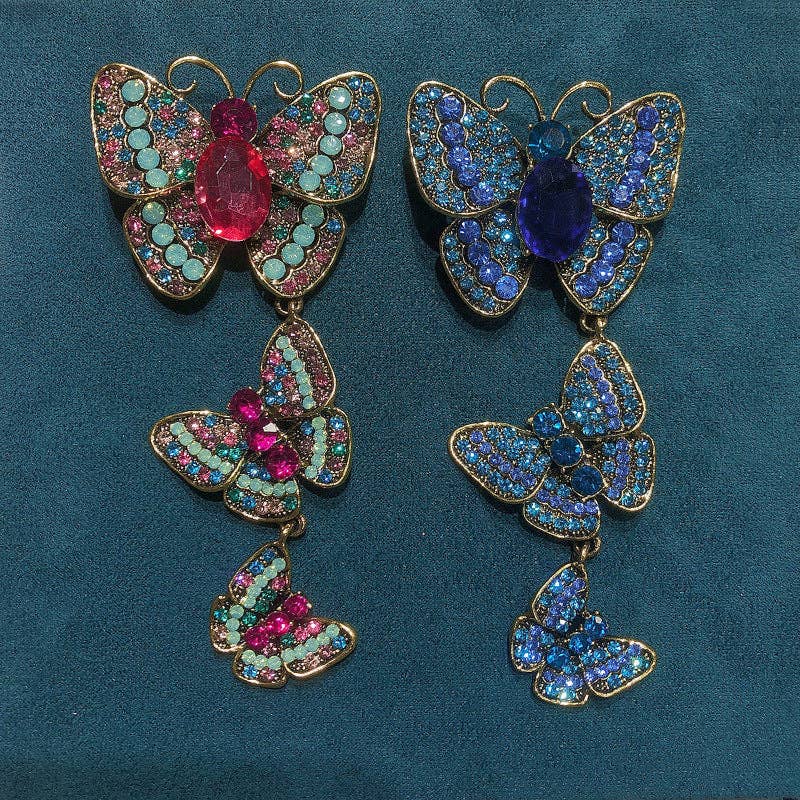 Butterfly Chain Rhinestone Pin PA3914