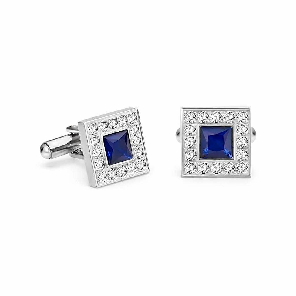 Pavé Blue Square Halo Cufflinks