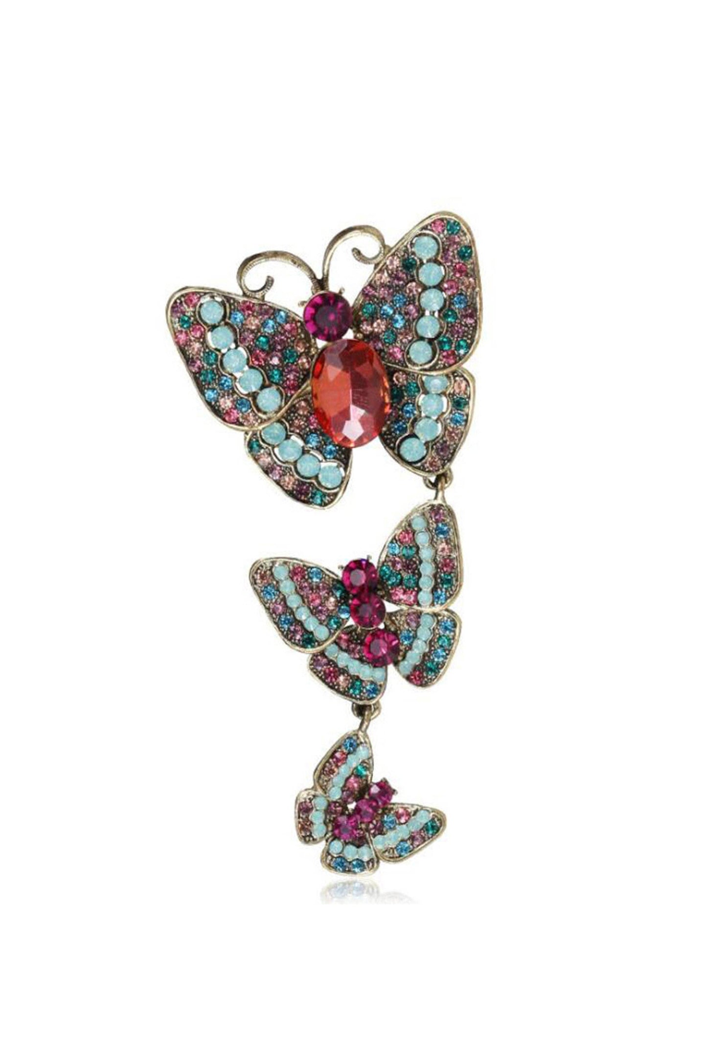 Butterfly Chain Rhinestone Pin PA3914