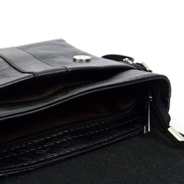 PU Leather Black Small Crossbody Messenger Bag