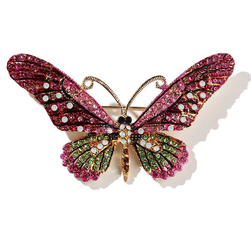 Alloy Rhinestone Butterflay Brooch