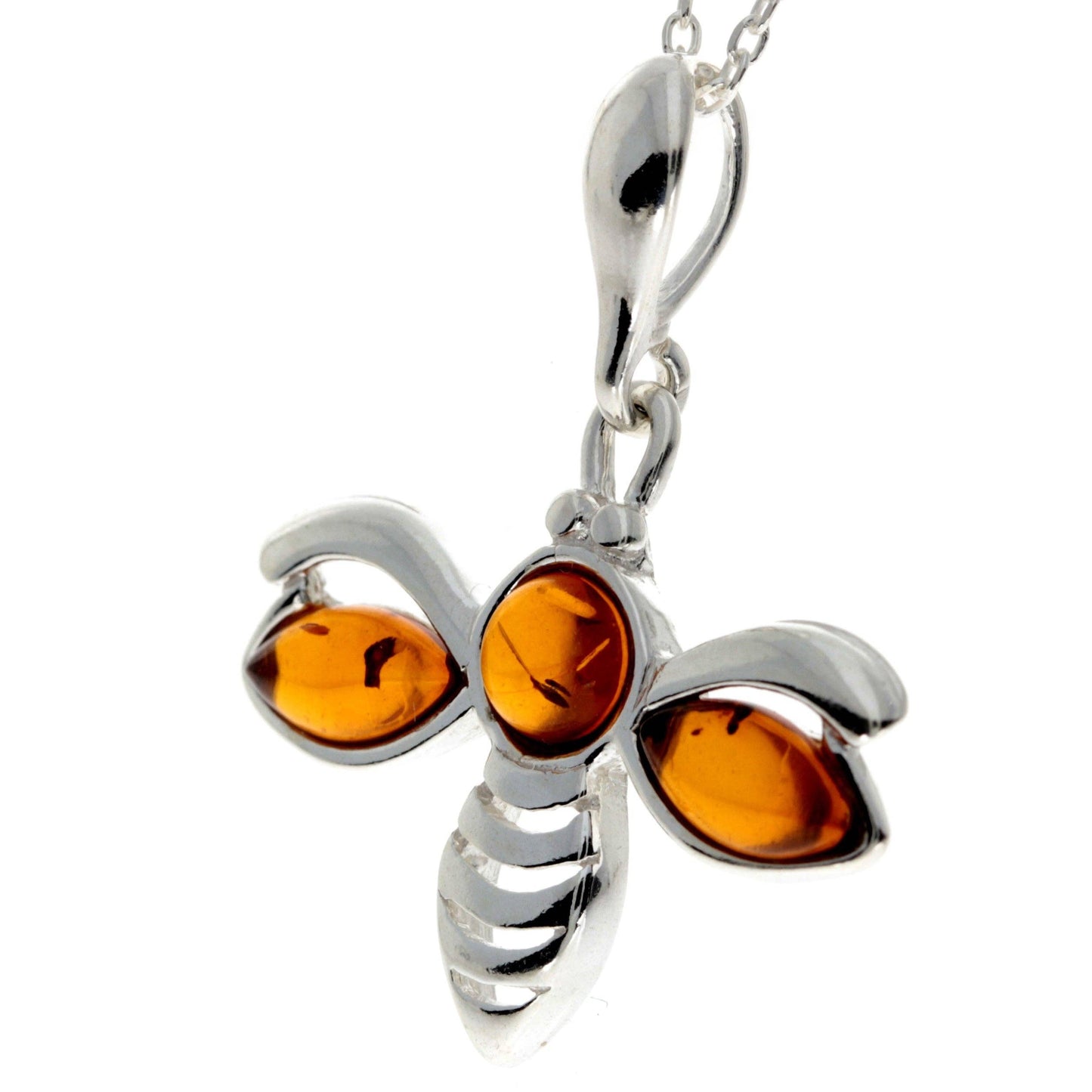 925 Sterling Silver & Baltic Amber Bee Pendant