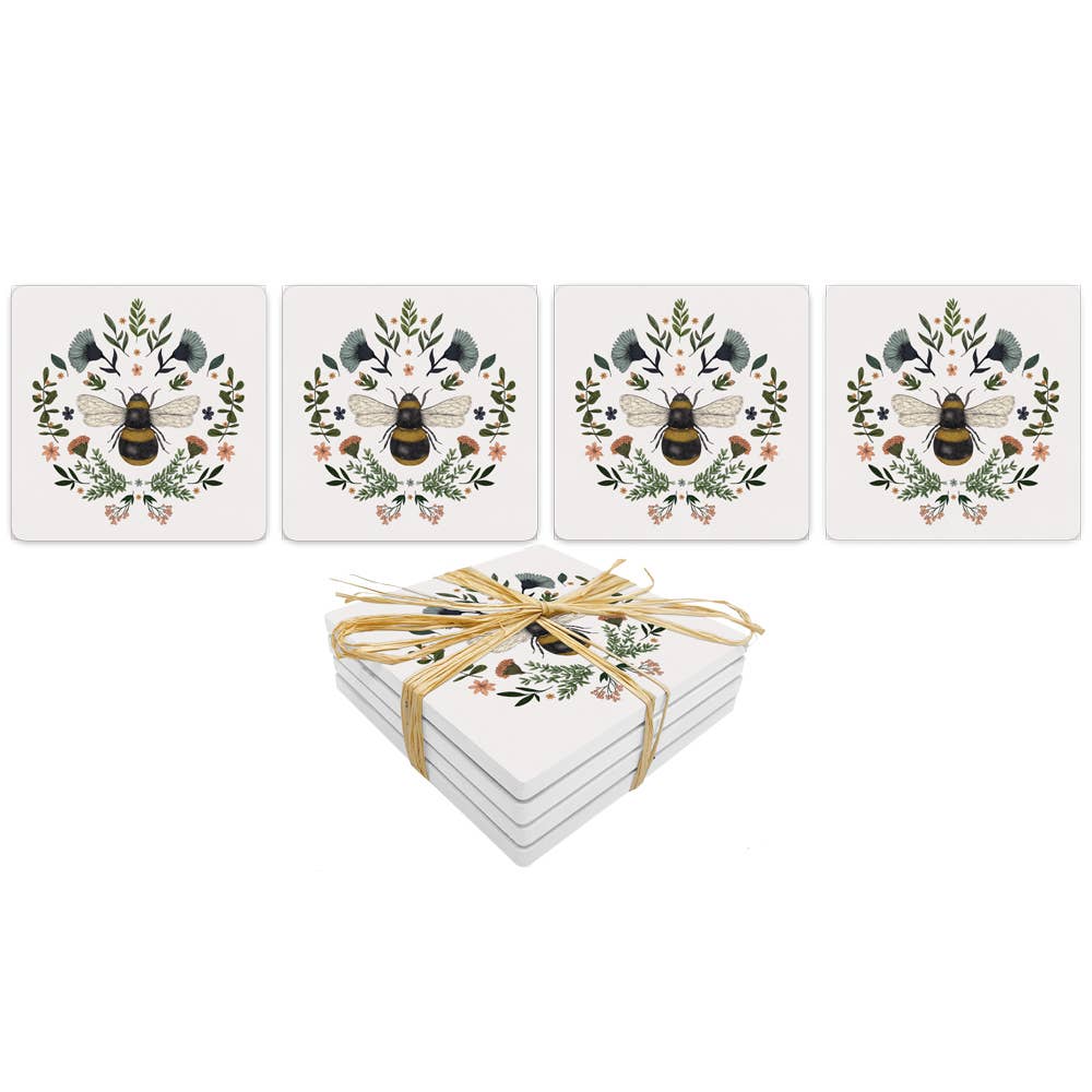 Secret Bee Set of 4 Stone Coaster Set - Clearance
