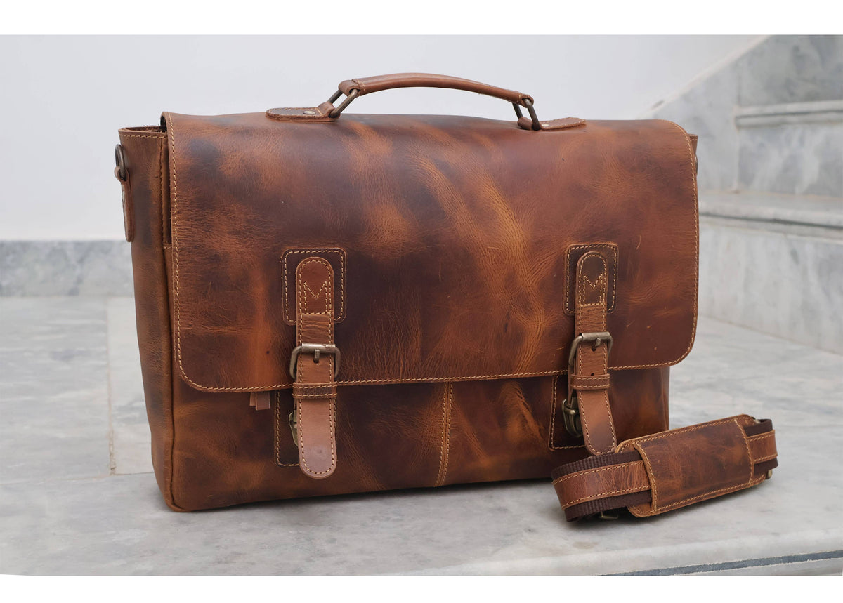 Buffalo Leather Satchel Messenger Bag Vintage Laptop Bag