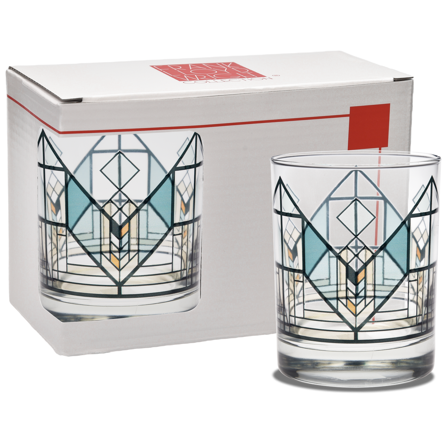 Frank Lloyd Wright Geneva Tulip Green S/2 Glasses