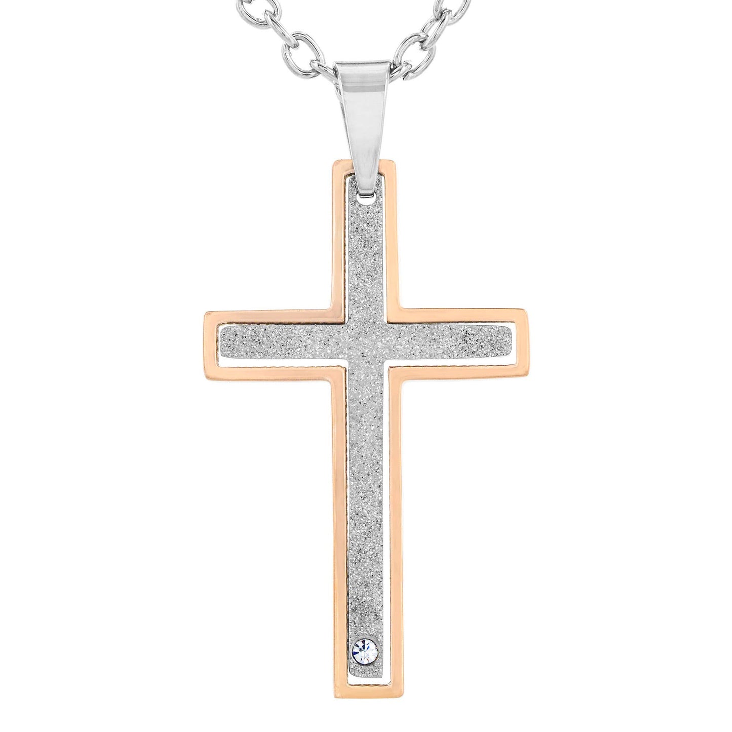 Two Tone Stainless Steel 2-Piece Cross Pendant