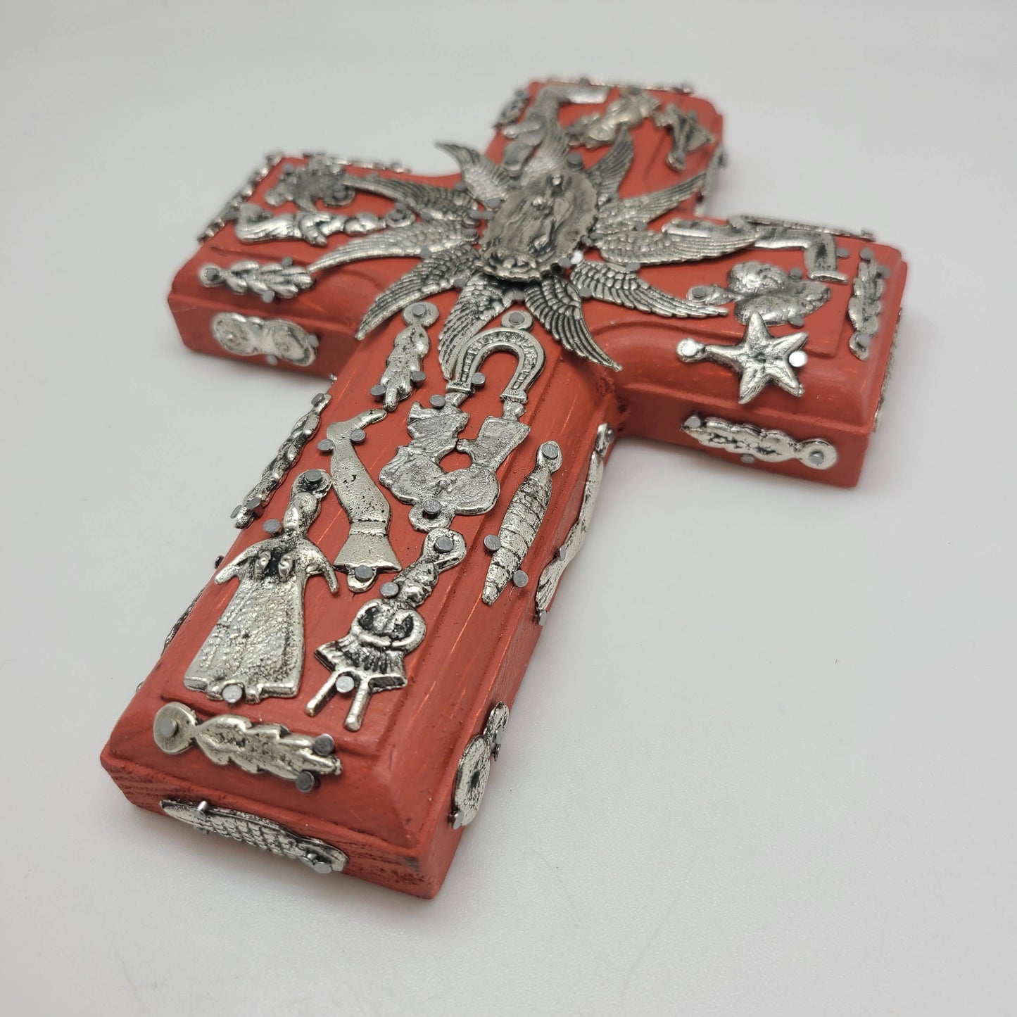 Wood Milagros Cross, Small - Blue