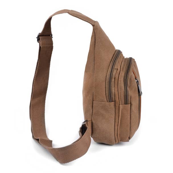 Crossbody Canvas Sling Backpack with Adjustable Strap