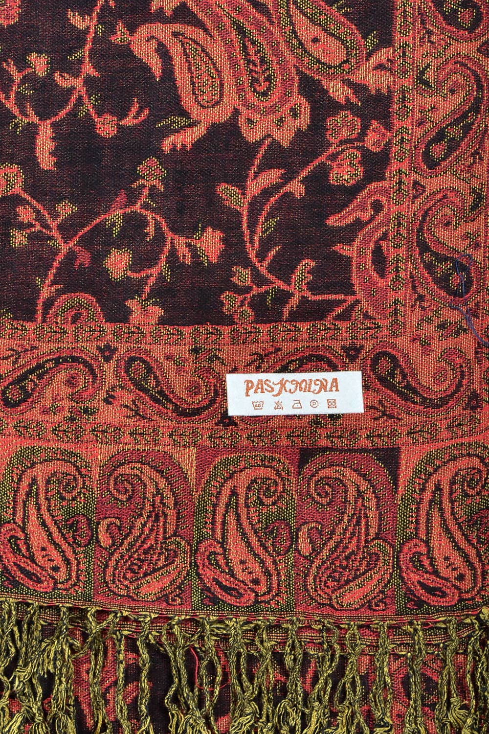 Paisley Print Pashmina Shawl Scarf - Orange