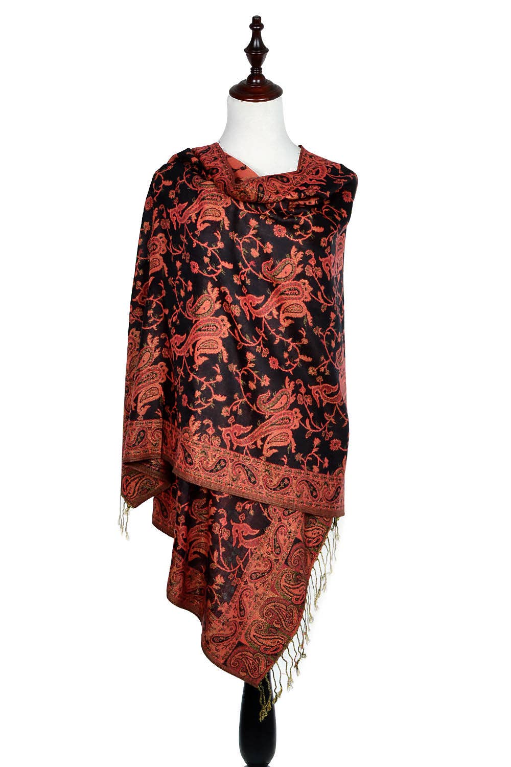 Paisley Print Pashmina Shawl Scarf - Orange