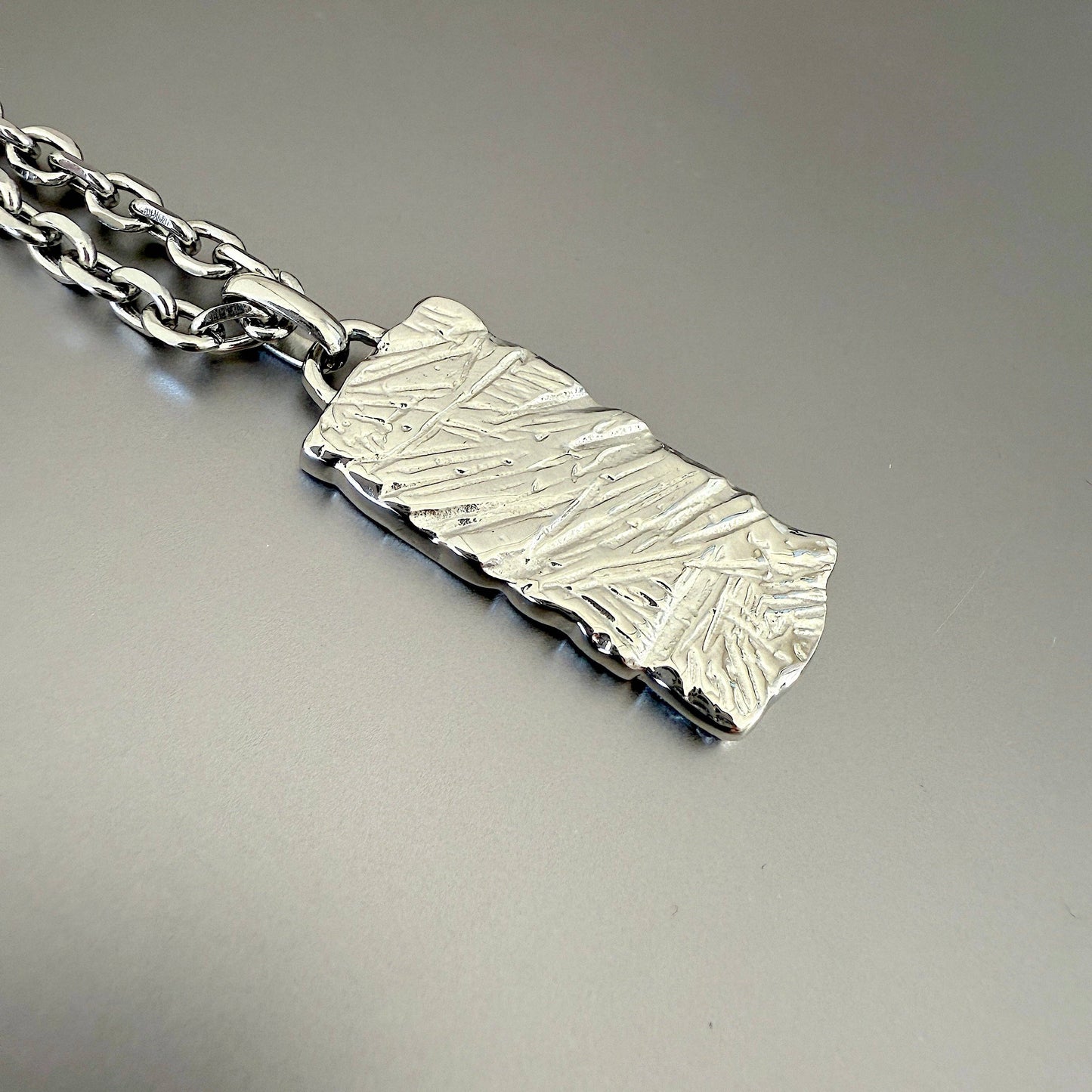 Scratched Tag Pendant Necklace