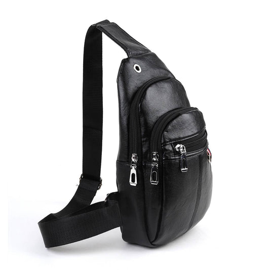 Vegan Leather Crossbody Sling Bag - Black