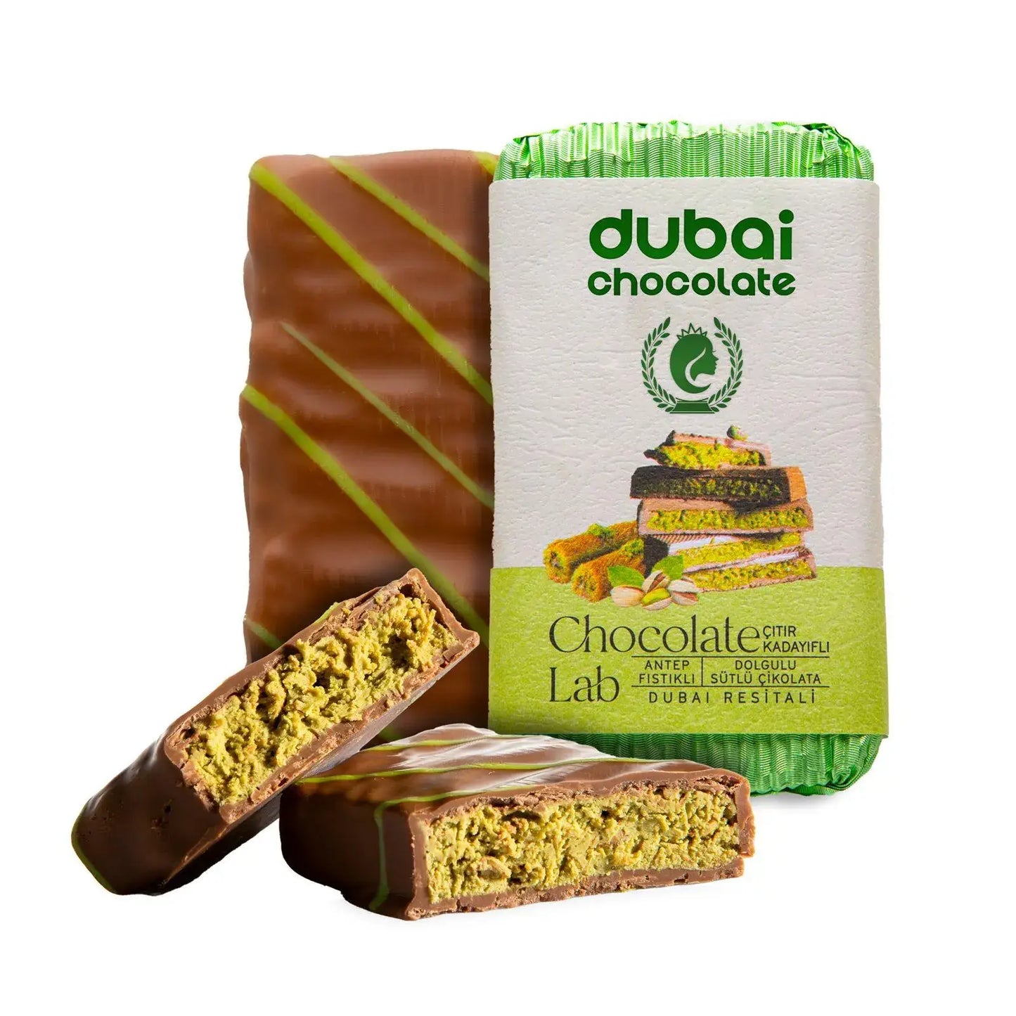 Famous Dubai Chocolate Bar, Premium Pistachio, 3.17oz
