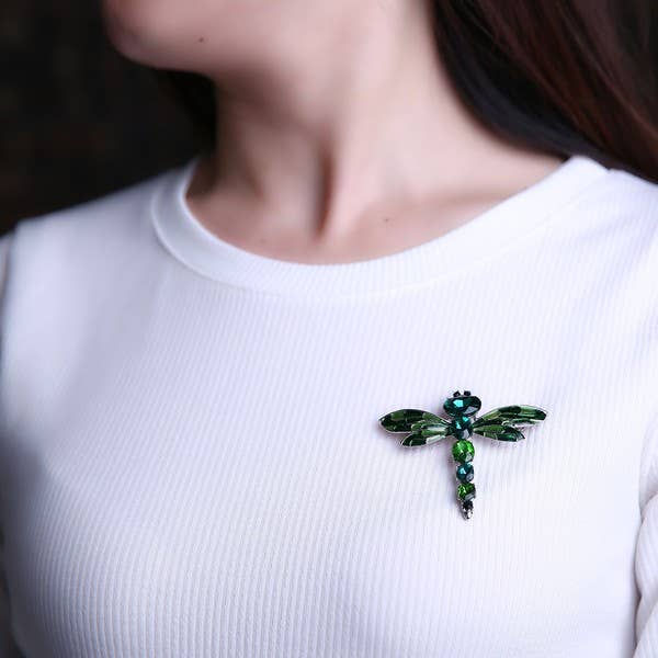 Alloy Rhinestone Dragonfly Brooch