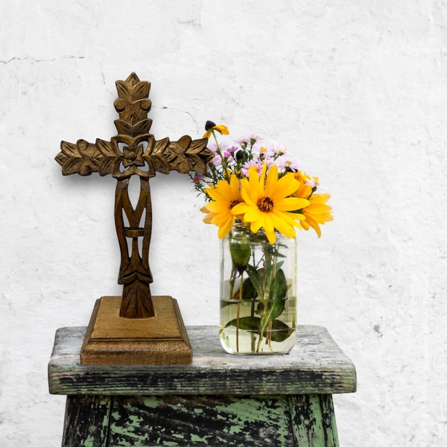 San Angelo Hand Carved  Mango Wood Table Cross
