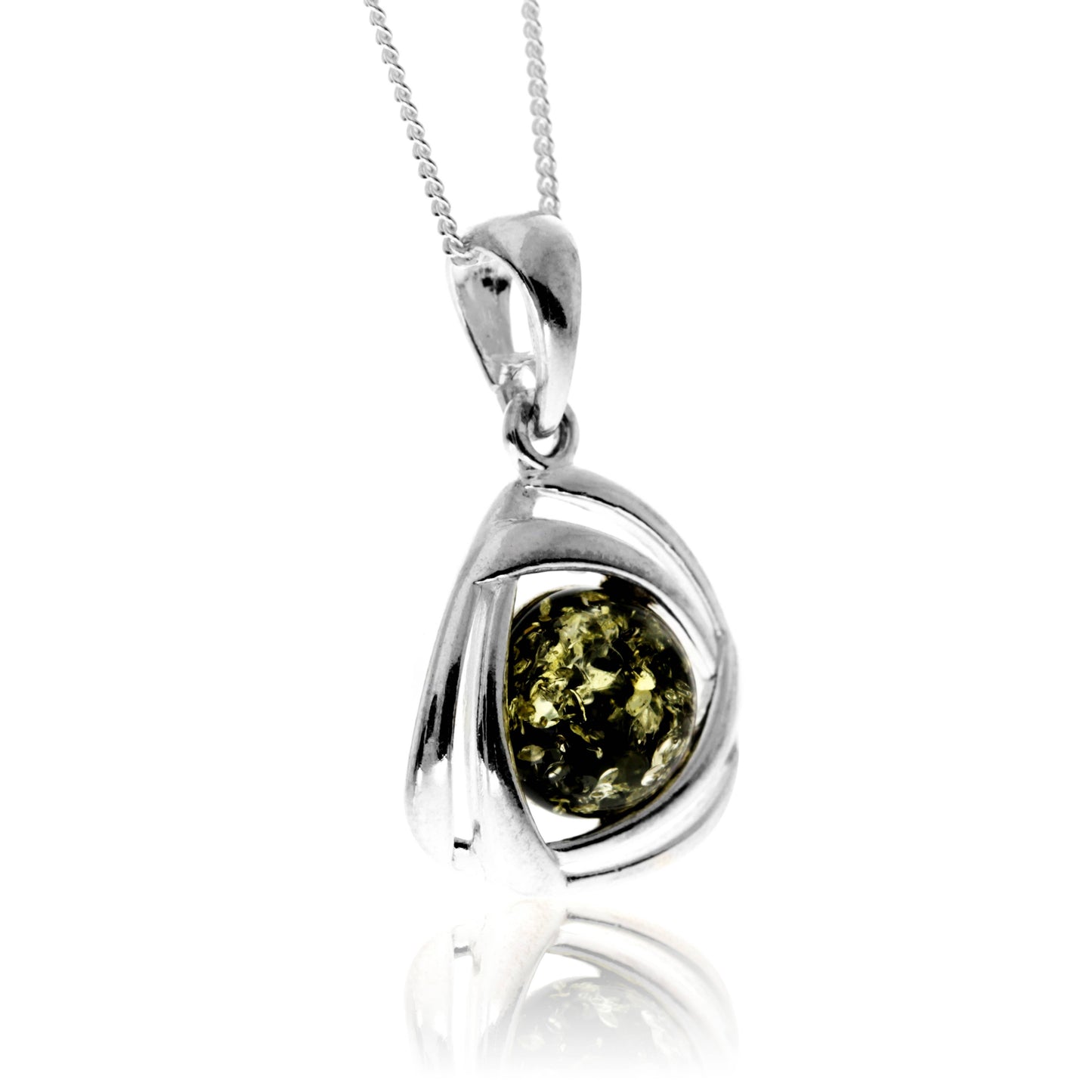 925 Sterling Silver & Genuine Baltic Amber Celtic Pendant