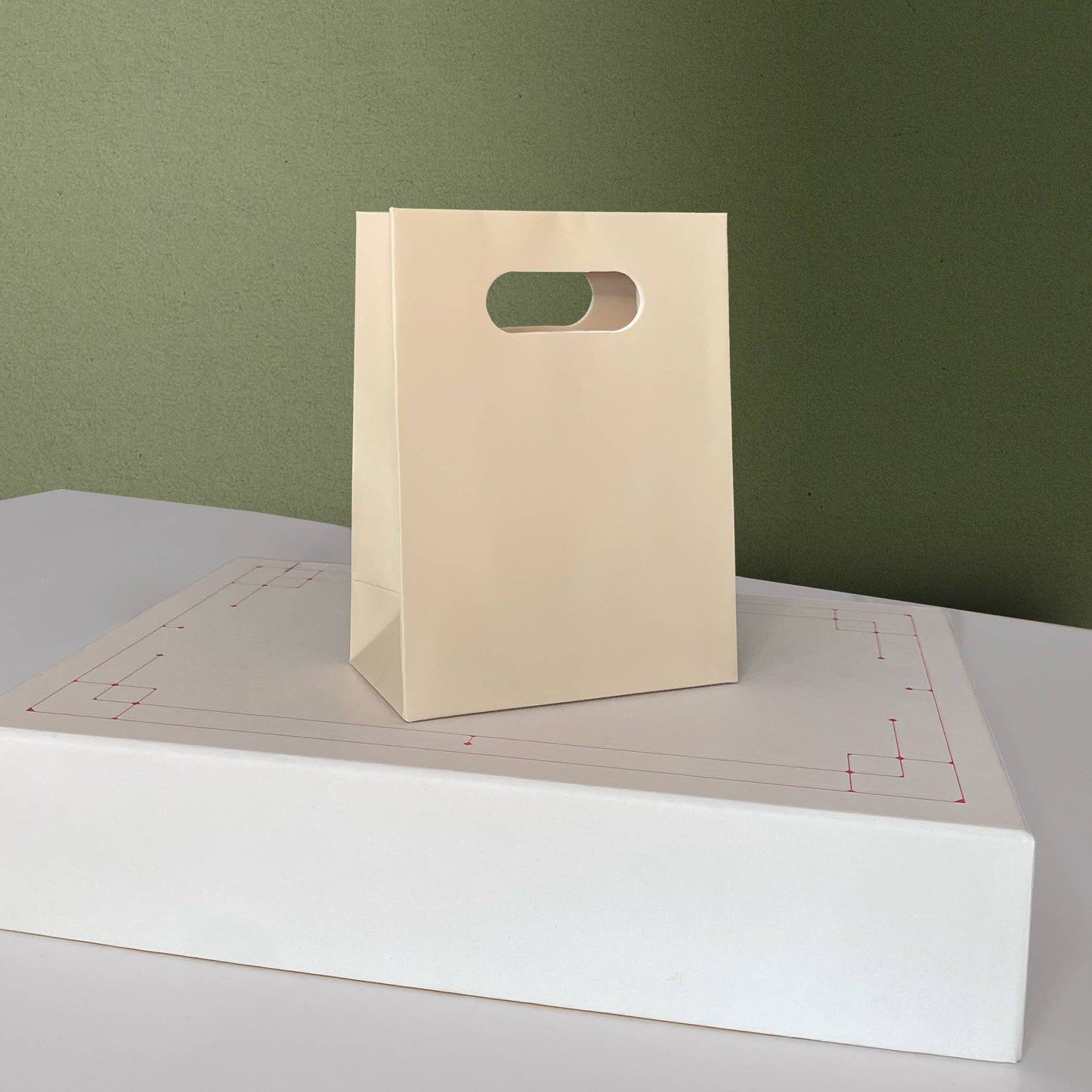 Soft Light Beige Cutout Handle Gift Bag