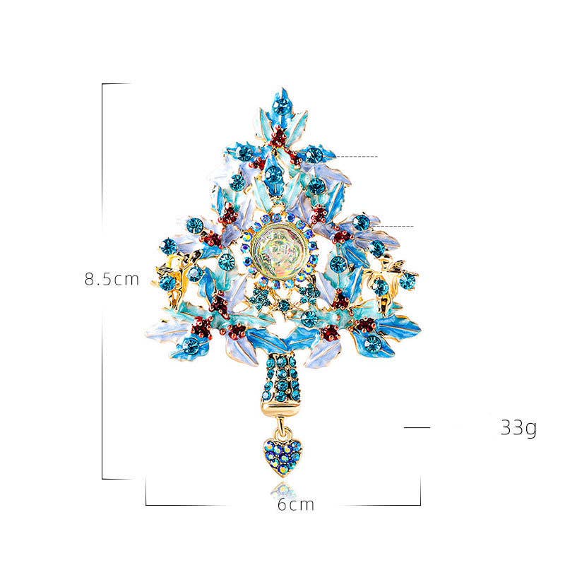Christmas Tree Angel Rhinestone Pin