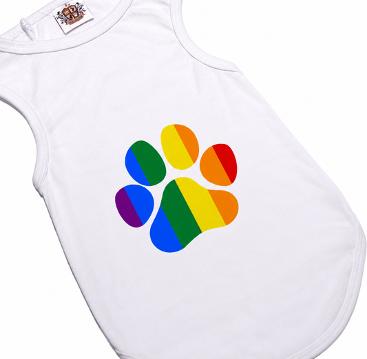 Rainbow Paw Pride Dog Shirt | Stretch Pet Tee