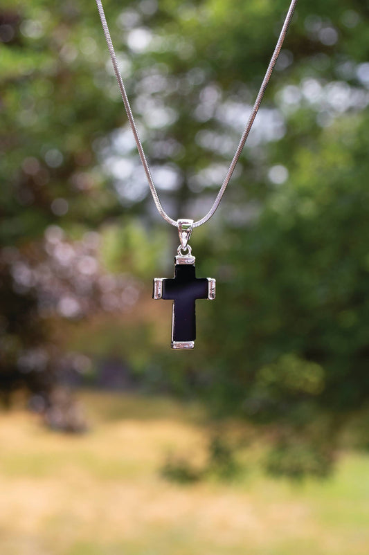 Black/Silver Cross Necklace
