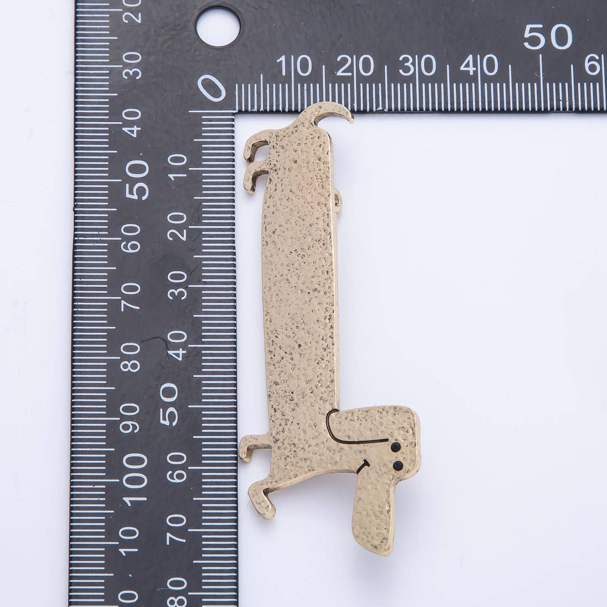 Gold 75mm x 30mm Hammered Wiener Dog Puppy Pet Animal Pin Brooch