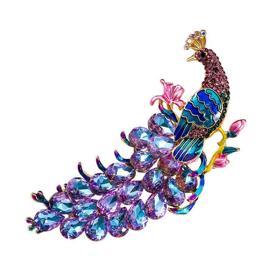 Peacock Rhinestone Brooch