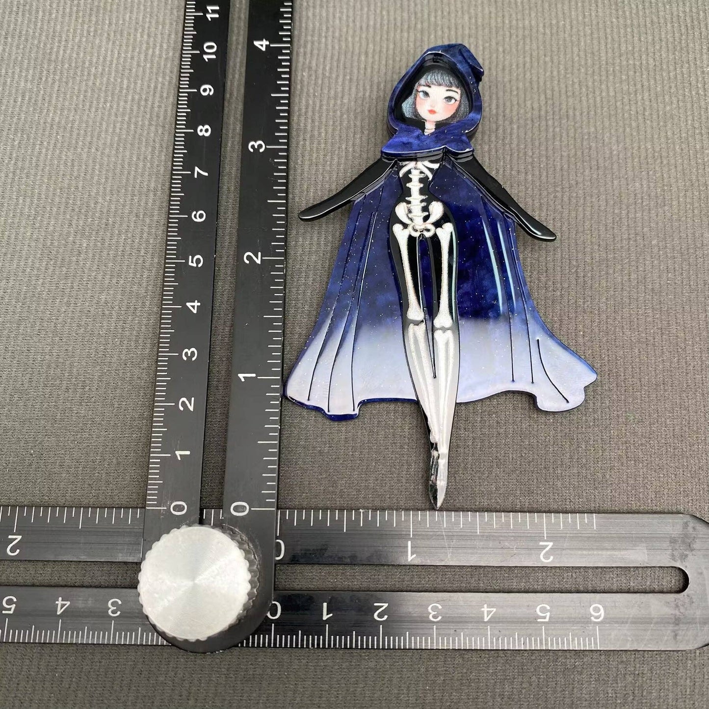 Skeleton Witch Wearing A Cloak Acrylic Brooch
