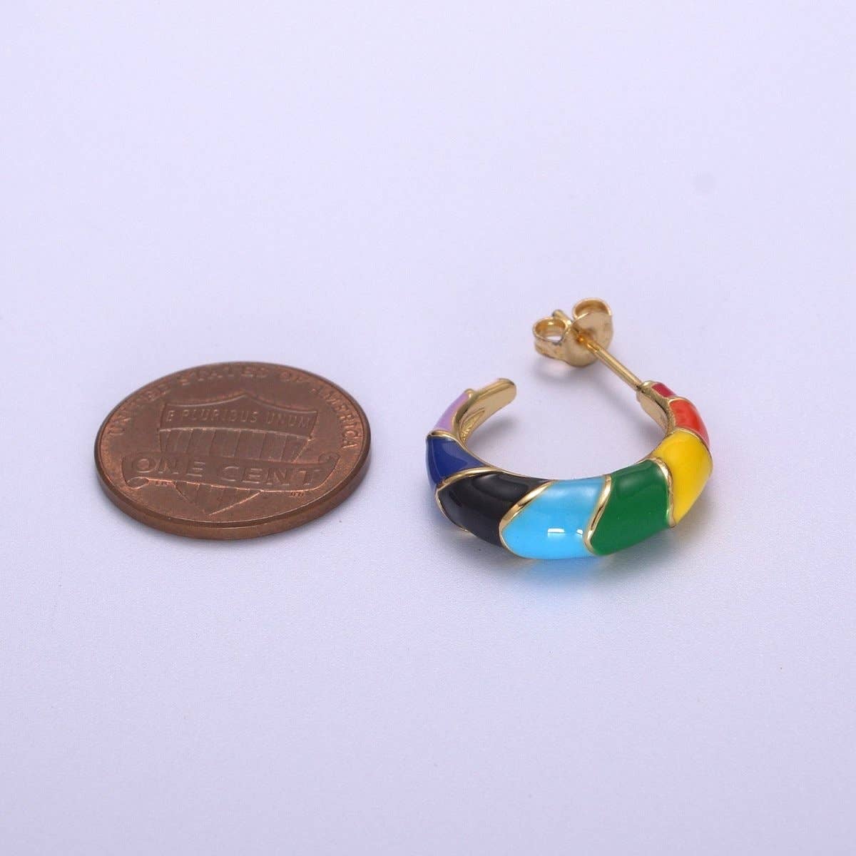 Gold Rainbow Hoop Earrings