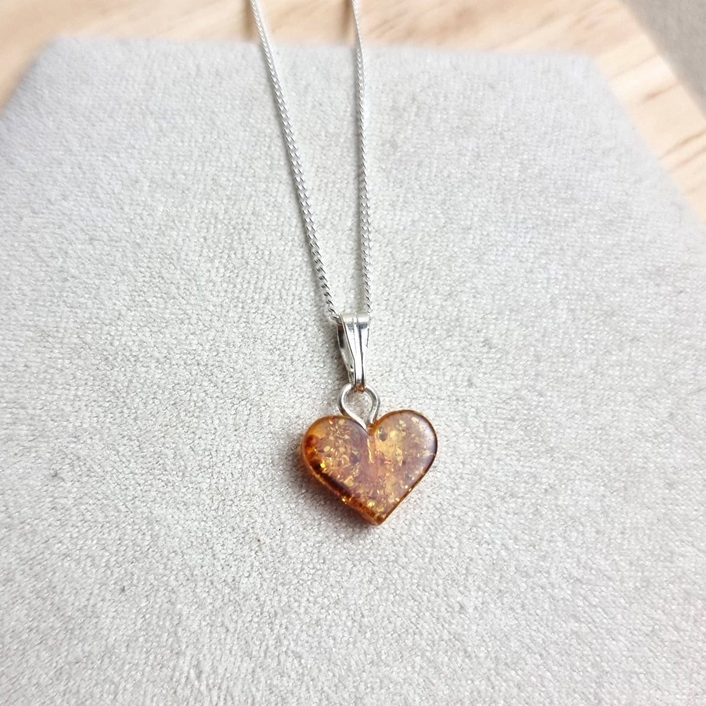 Genuine Tiny Baltic Amber Carved Heart Shape Pendant