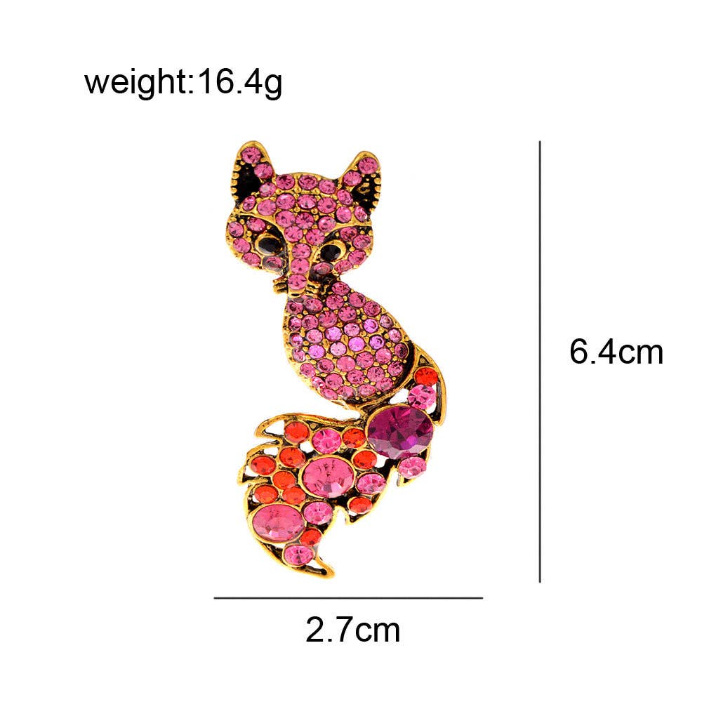 Fox Rhinestone Brooch