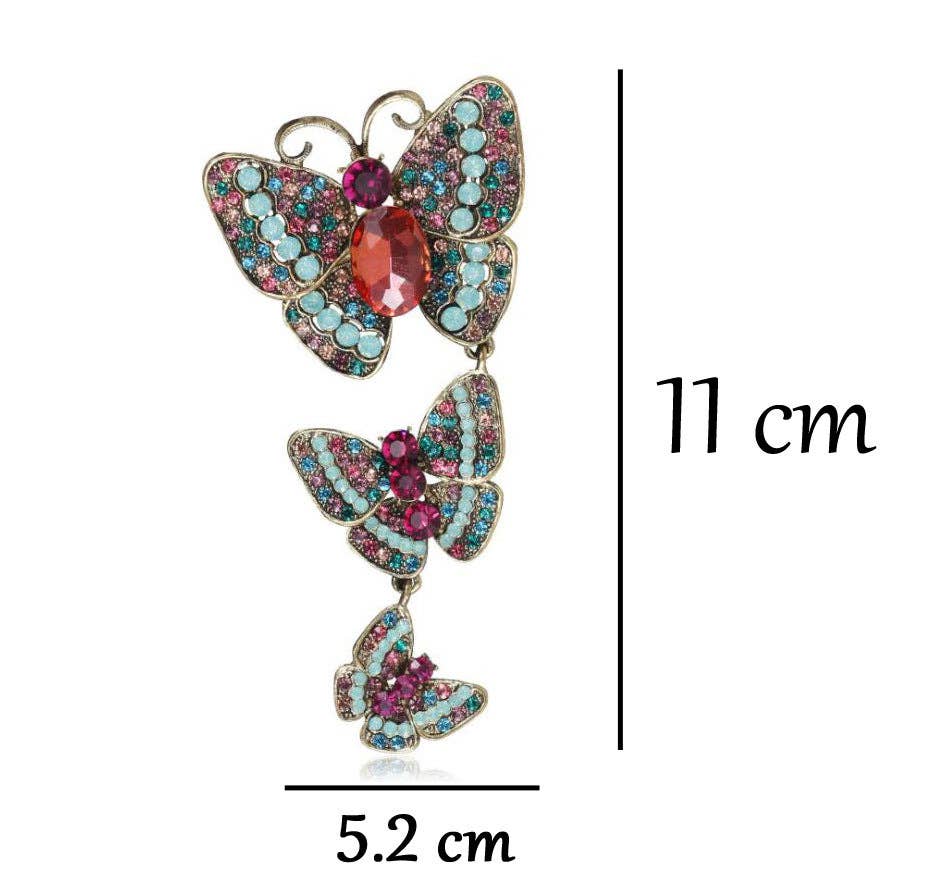 Butterfly Chain Rhinestone Pin PA3914