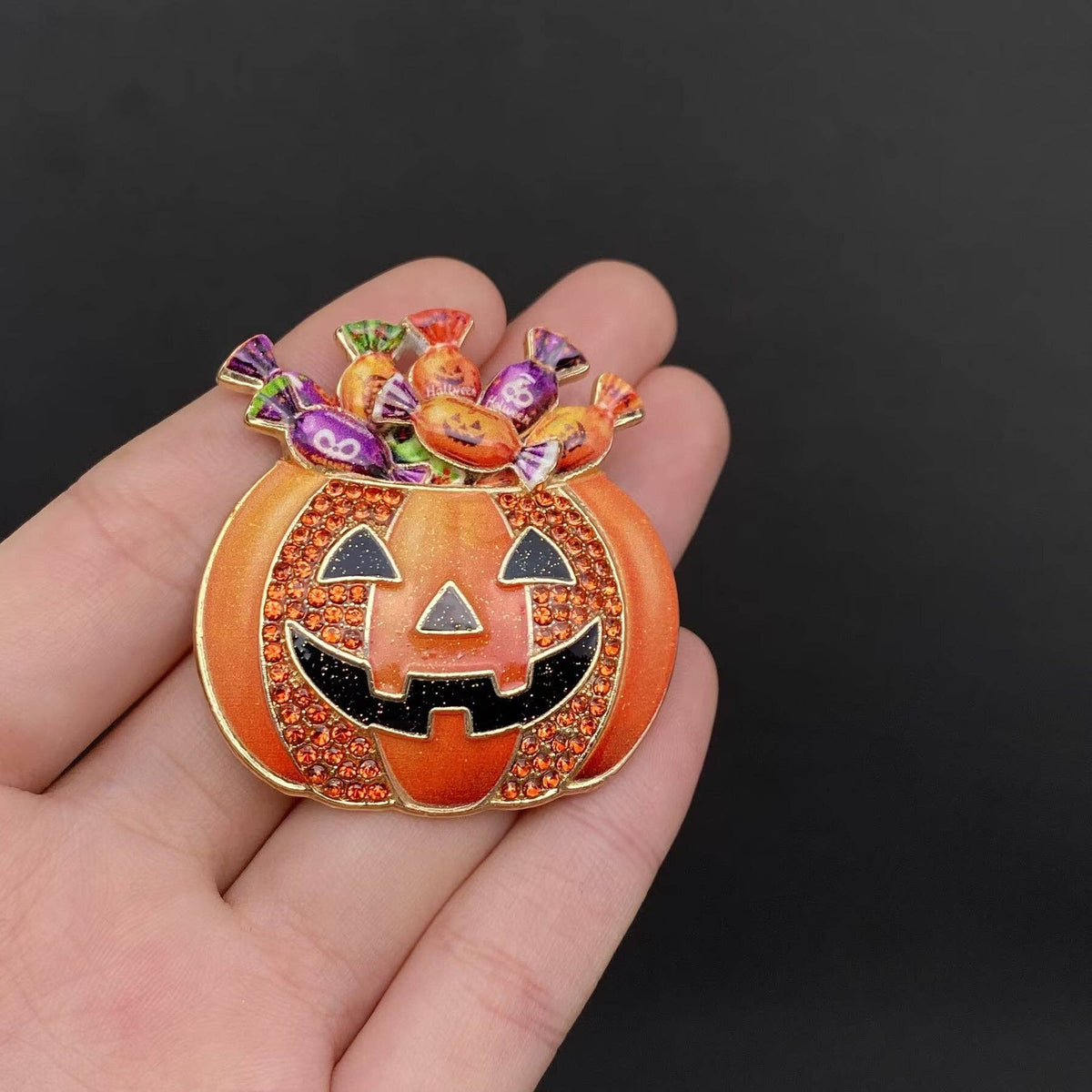 Halloween Candy In The Pumpkin Brooch