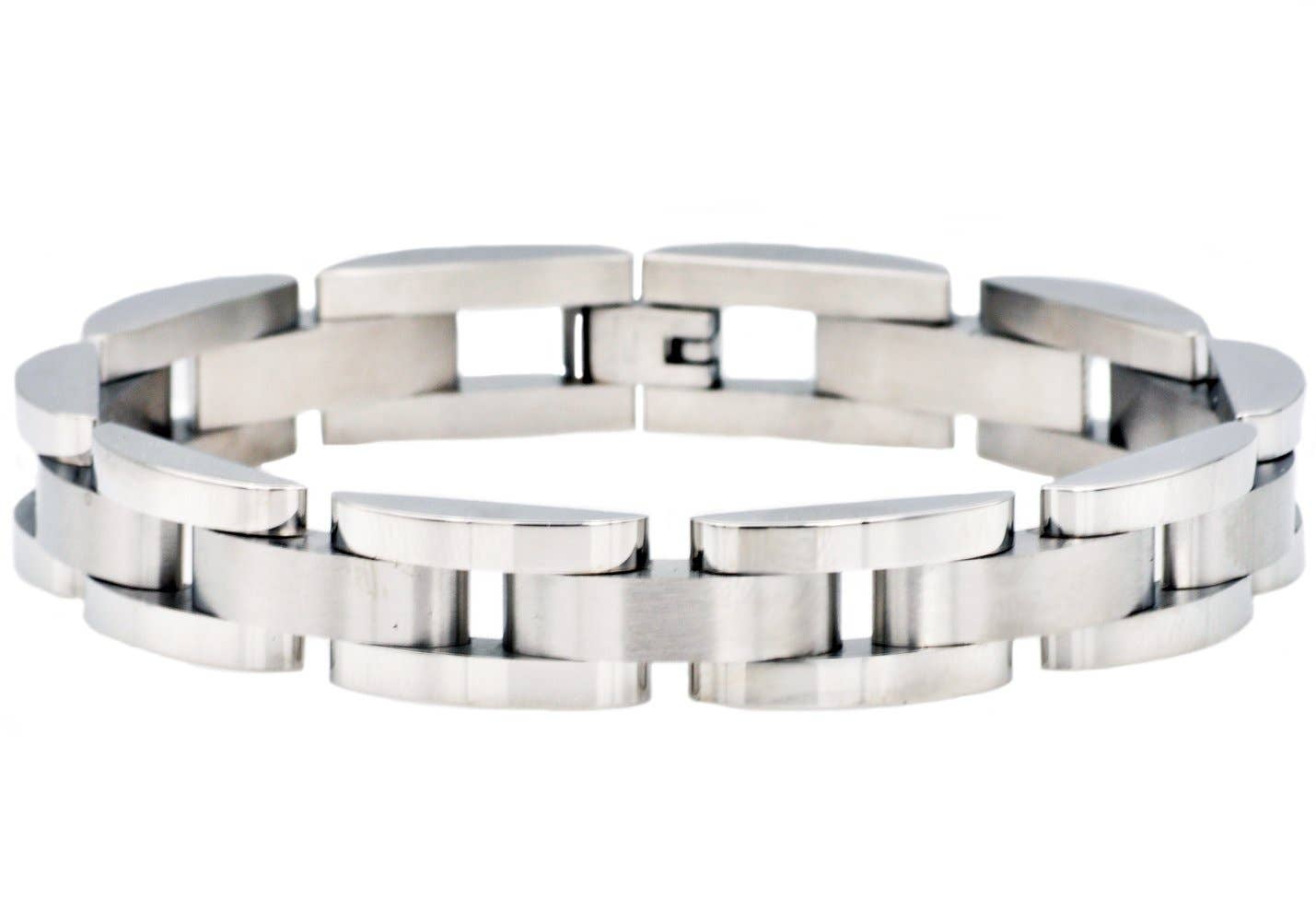 Men's Curved Link Stainless Steel Bracelet