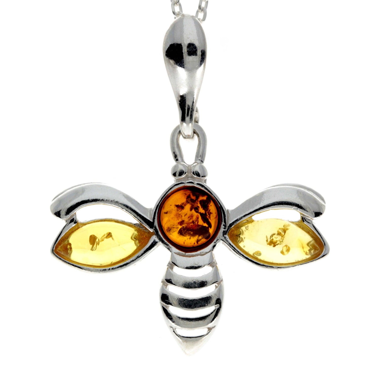 925 Sterling Silver & Baltic Amber Bee Pendant