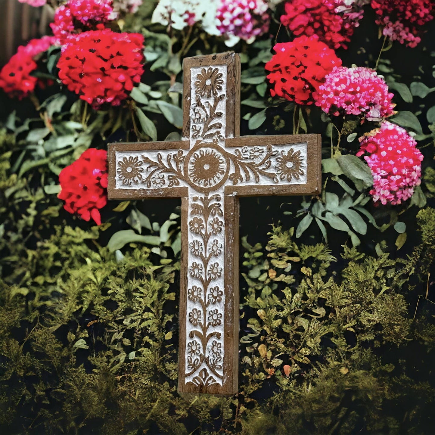 Primavera Hand Carved Wood Wall Cross Clearance