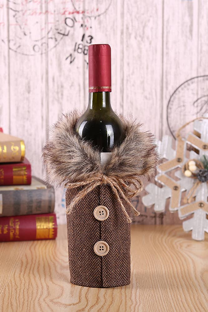 Christmas Burlap Bow Wine Bag
